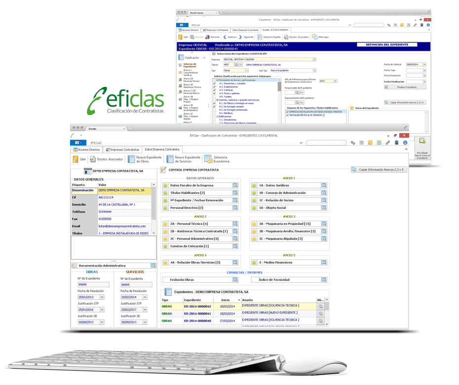 Eficlas, la primera herramienta que realiza una gestión integral de los expedientes de clasificación de contratistas de obras y servicios.